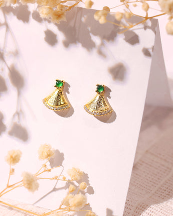 Imperial Jadeite Ear Studs in 18K Gold Plated