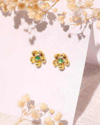 Jadeite Ear Studs in 18K Gold Plated