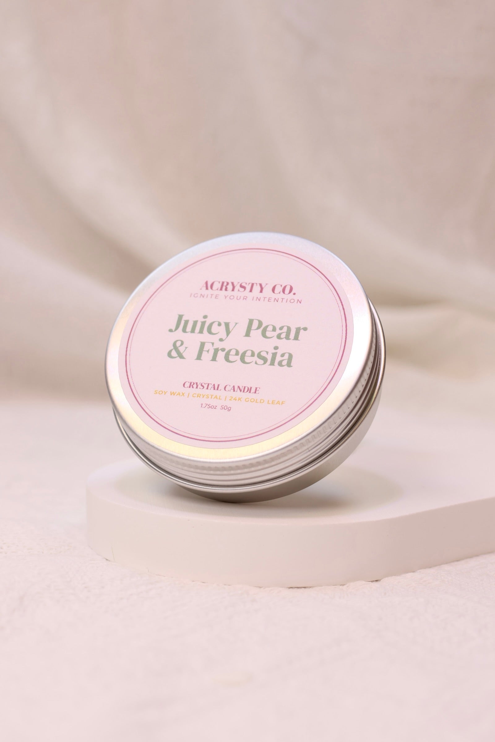 Crystal Intention Candle - Juicy Pear & Freesia (50g)