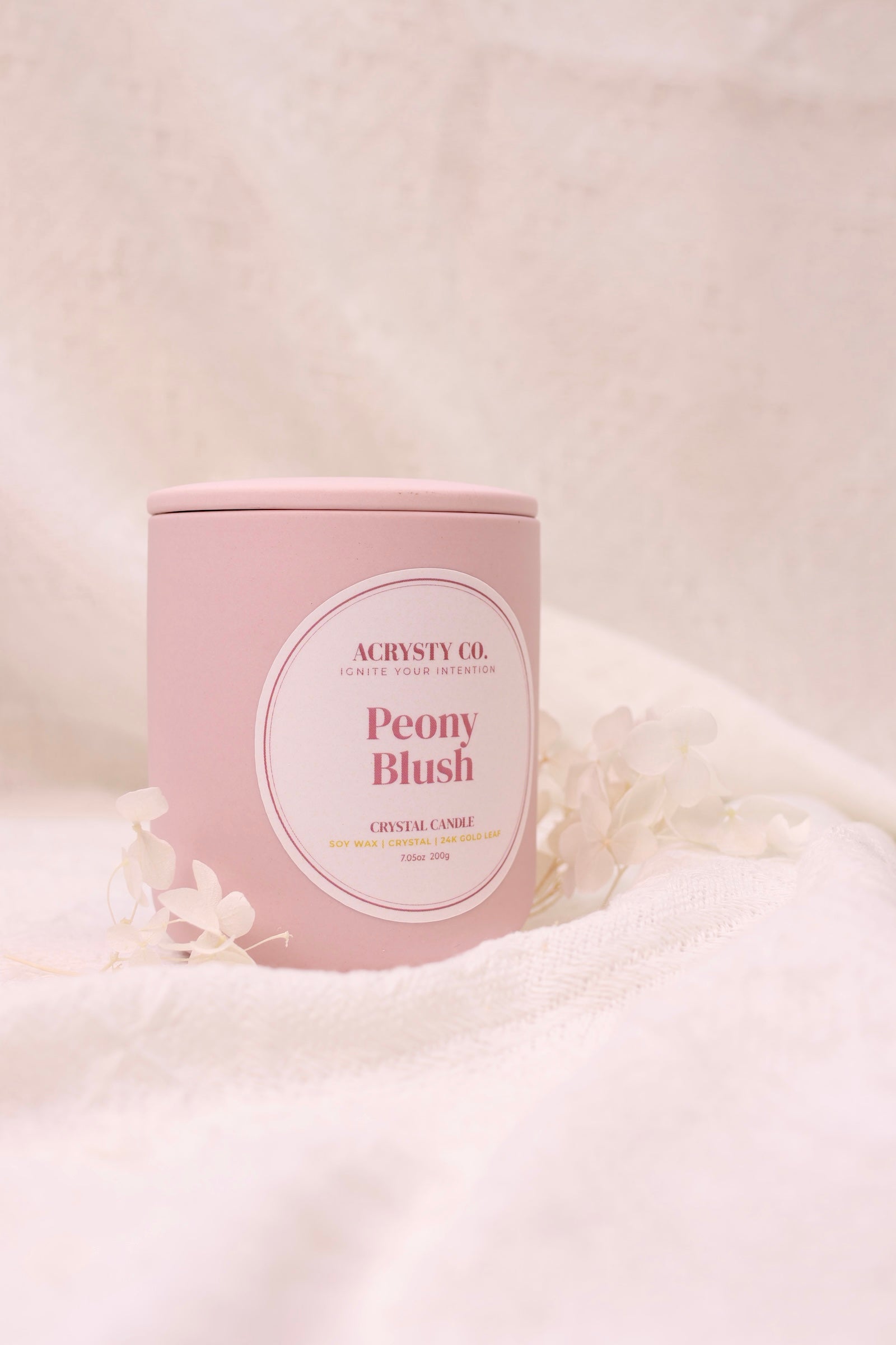 Crystal Intention Candle - Peony Blush (200g)