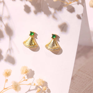 Imperial Jadeite Ear Studs in 18K Gold Plated