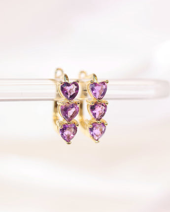 Amethyst Trinity Hearts